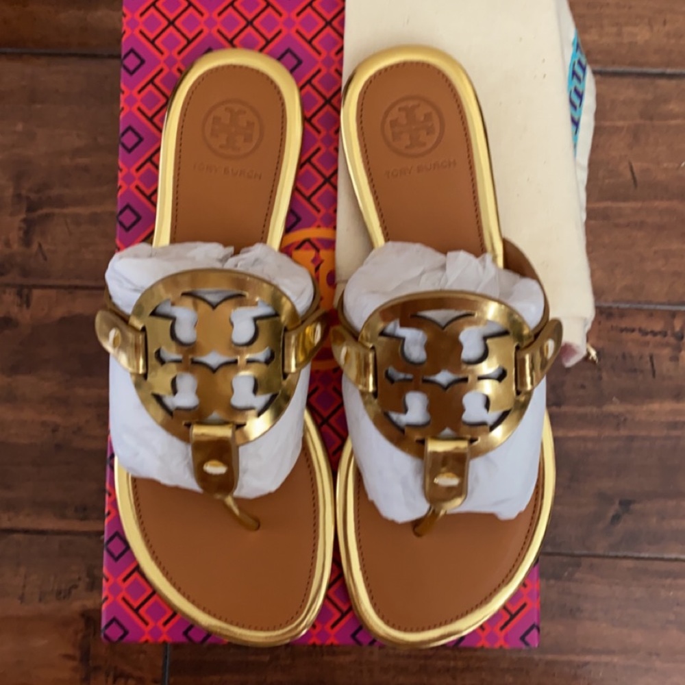 Tory Burch Gold Miller Sandals